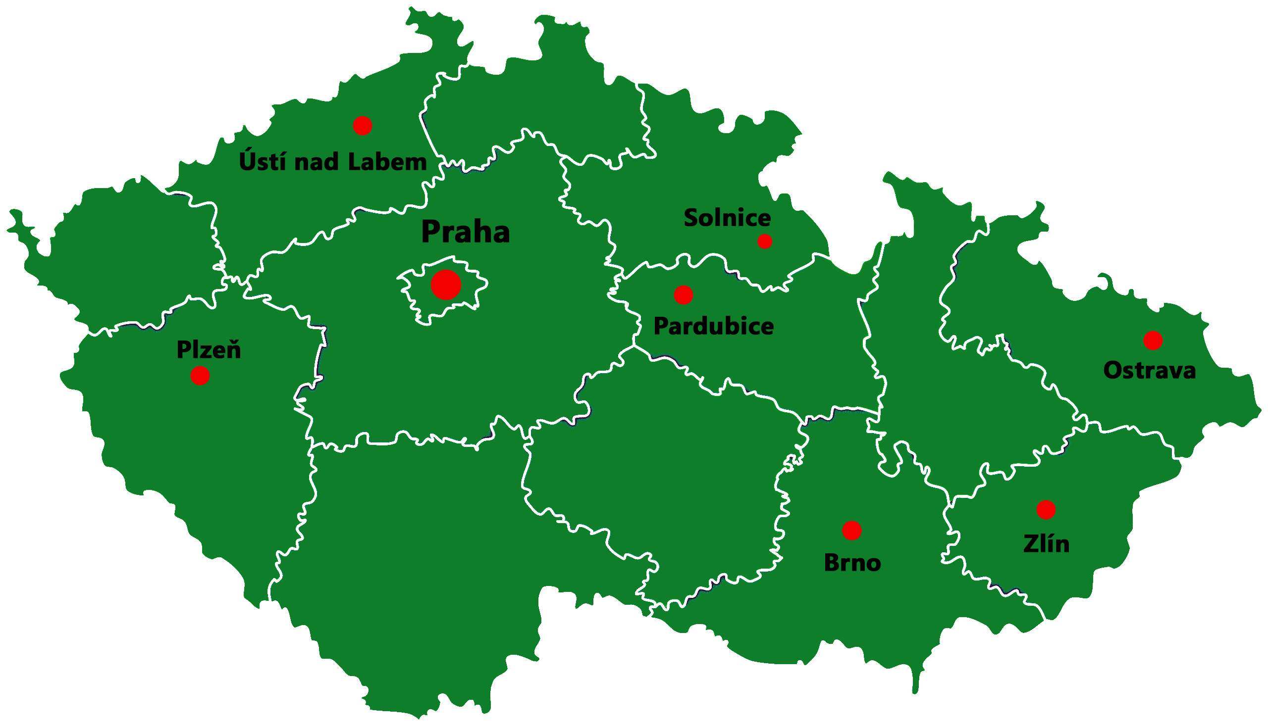 Mapa servisních středisek a partnerů