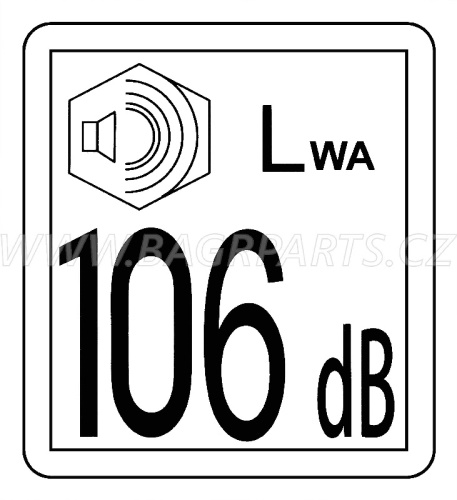 Nálepka - hlučnost 106 dB