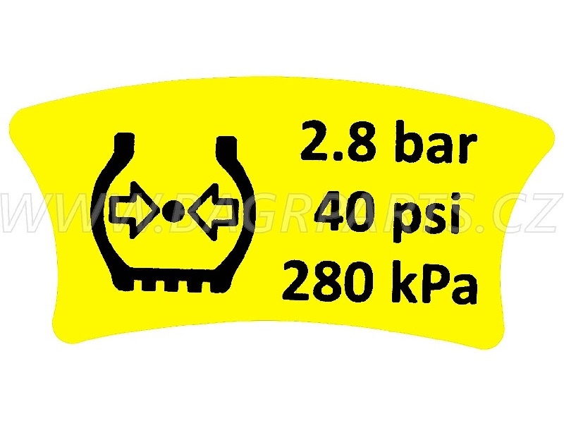 Nálepka - tlak v pneu 280 kPa