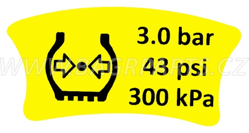 Nálepka - tlak v pneu 300 kPa