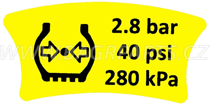 Nálepka - tlak v pneu 280 kPa