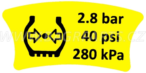 Nálepka - tlak v pneu 280 kPa