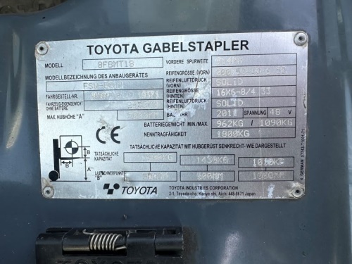 Čelní vysokozdvižný vozík TOYOTA 8FBMT18