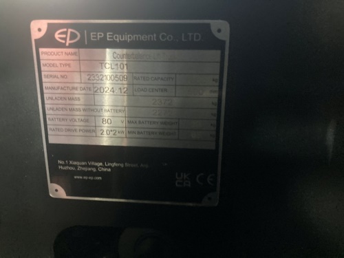 Čelní vysokozdvižný vozík EP TCL 101 80V/100Ah