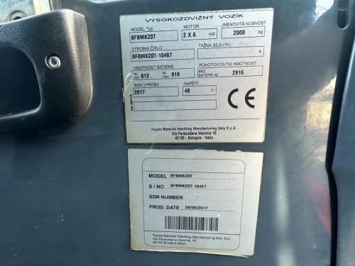 Čelní vysokozdvižný vozík TOYOTA 8FBMK20T