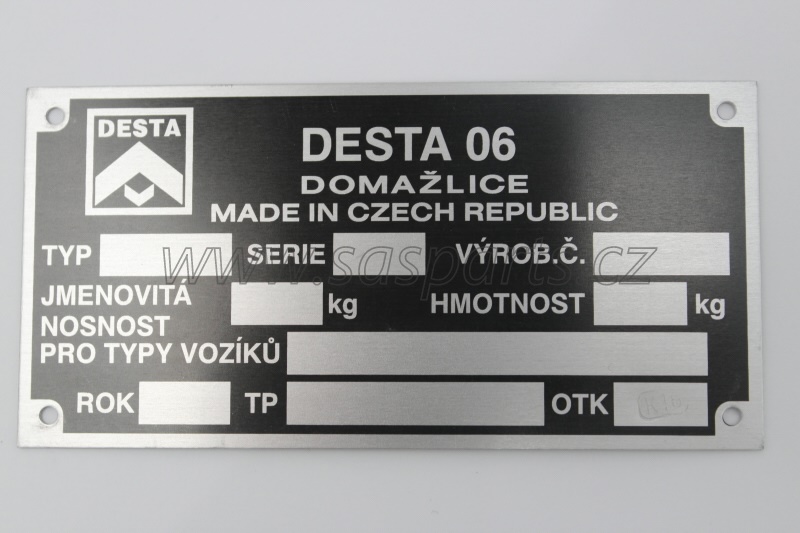 štítek výrobní DESTA 06,příd.z