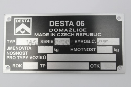 štítek výrobní DESTA 06,příd.z