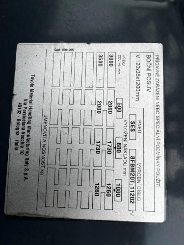 Čelní vysokozdvižný vozík TOYOTA 8FBM20T