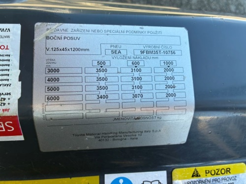 Čelní vysokozdvižný vozík TOYOTA 9FBM35T