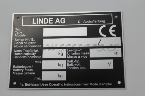 štítek výrobní LINDE