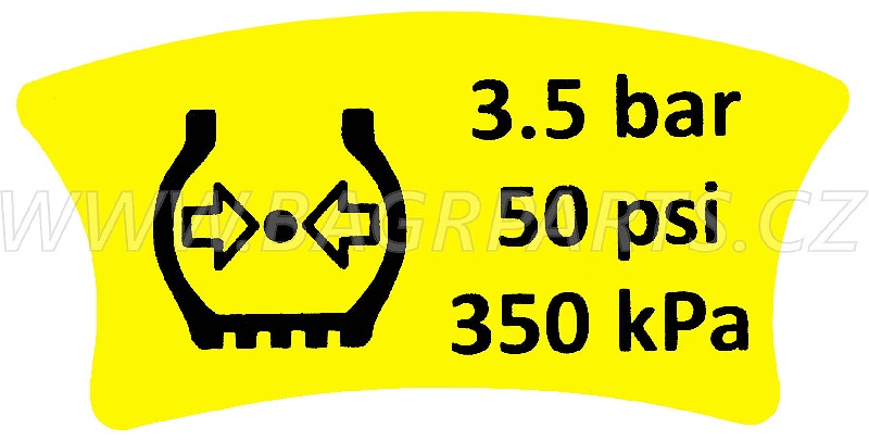 Nálepka - tlak v pneu 350 kPa