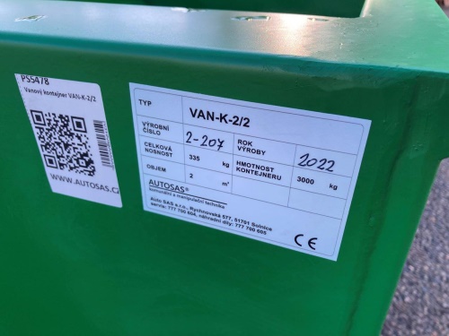 Vanový kontejner 2 m3 VAN-K-2/2