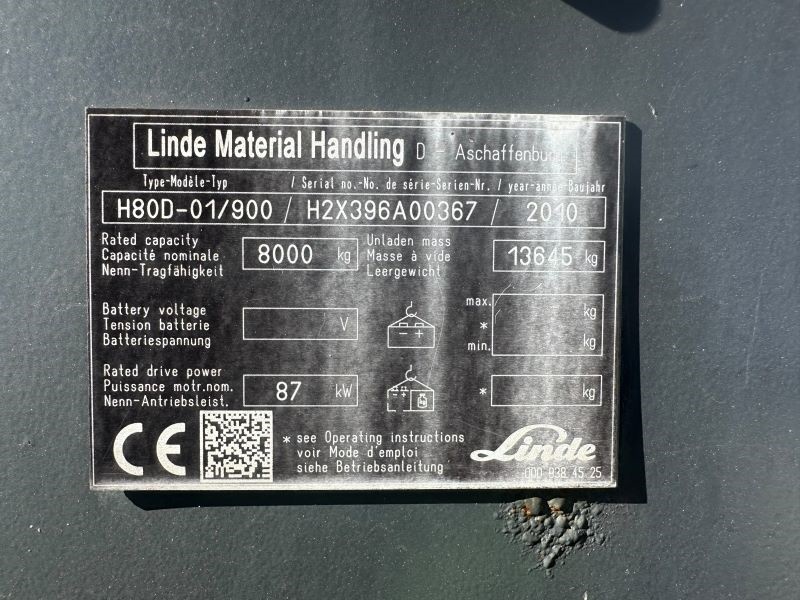 Čelní vysokozdvižný vozík Linde H 80 D - 900