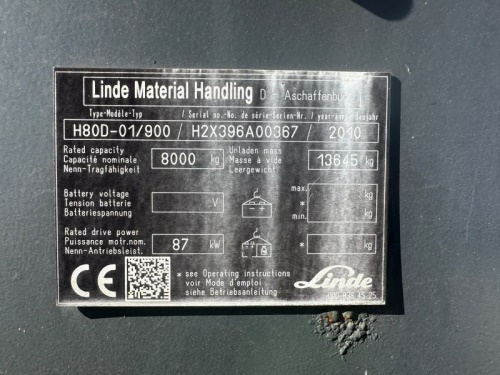 Čelní vysokozdvižný vozík Linde H 80 D - 900