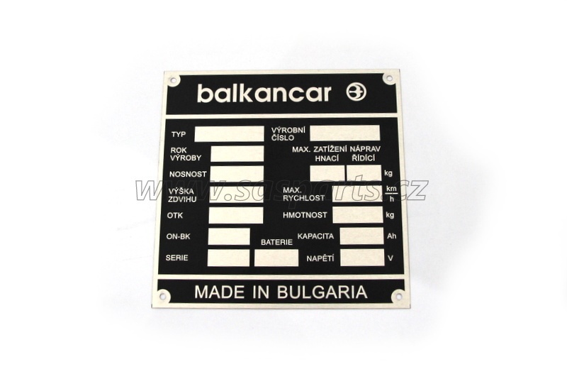 štítek výrobní BALKANCAR
