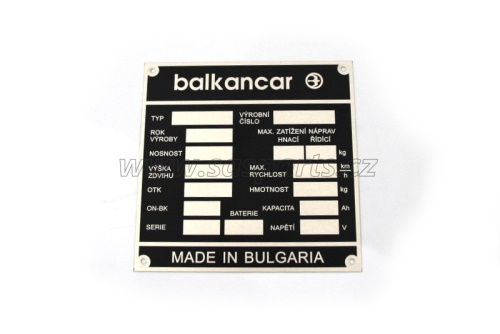 štítek výrobní BALKANCAR