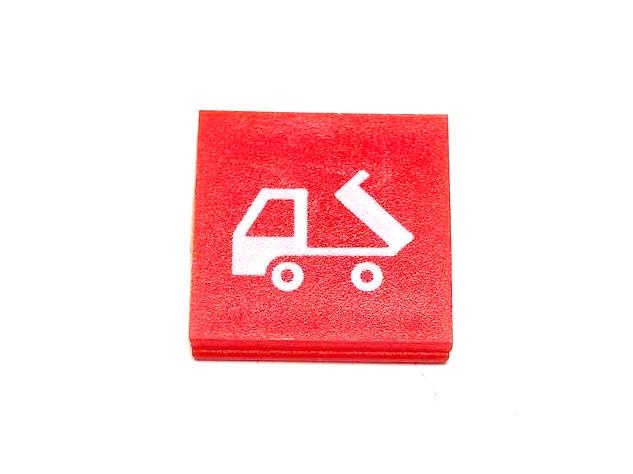 znak vypínače sklápění korby M26, FUMO červený