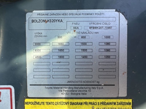 Čelní vysokozdvižný vozík TOYOTA 8FBMK20T